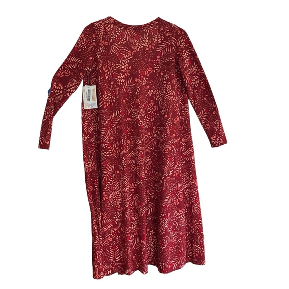 LulaRoe SARAH NWT Brick Red Floral Cardigan Sweater Pockets Long Duster Size XS - Picture 5 of 8